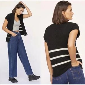 Anthropologie Button Sweater Vest Cap Sleeveless